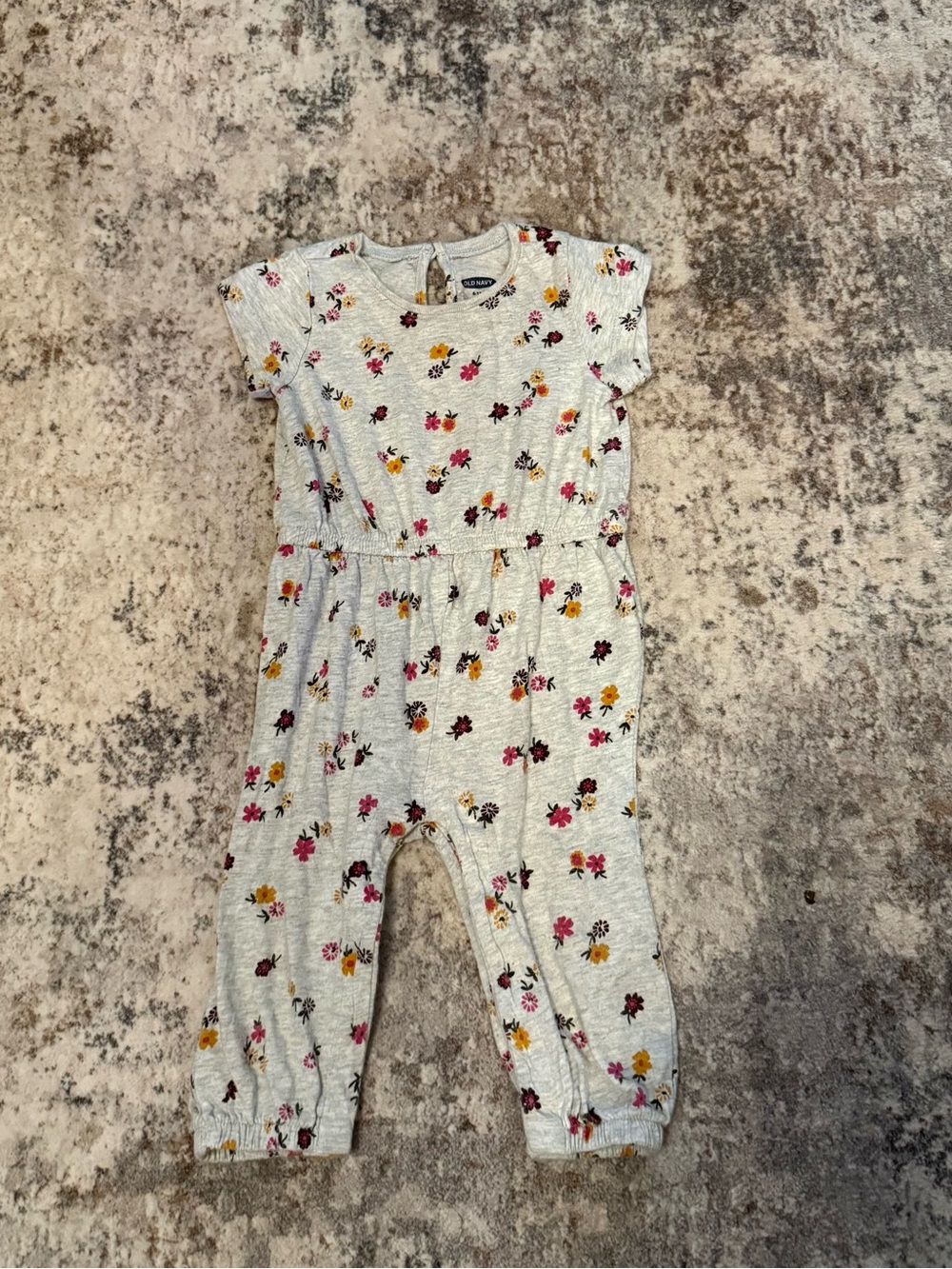 Floral Print Gray Kids Romper